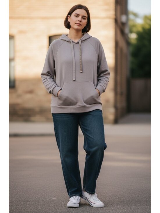 torrid Sweaters - Torrid Hoodie Women's 4X Gray Glam Drawstring Ribbed Cuffs Bottom Band Gorp Core